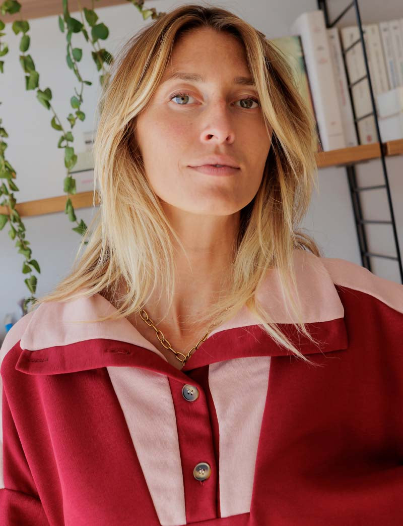Burgundy & pink Jones sweatshirt