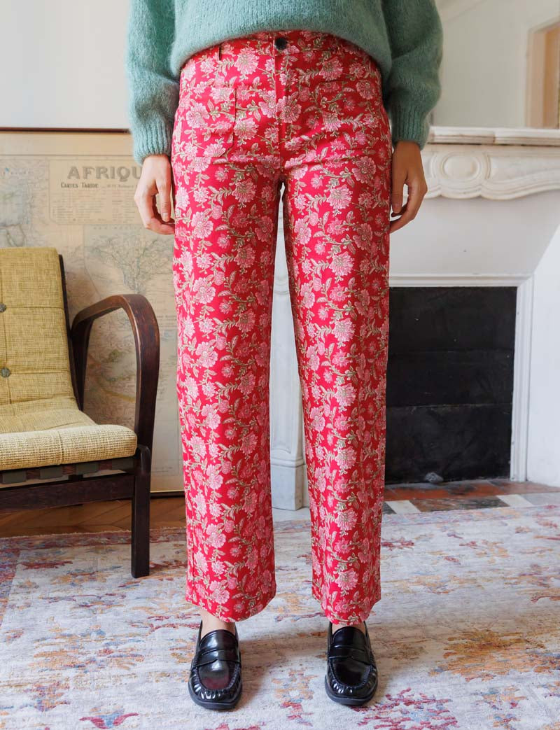 Jordy floral red trousers