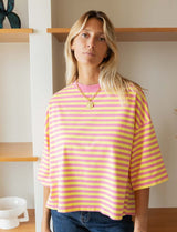 Rawan pink and yellow striped T-shirt