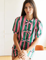 Pink and green striped blouse Orela