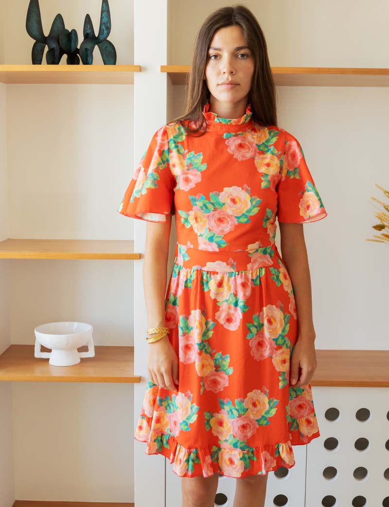 Joana floral red dress