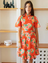 Joana floral red dress