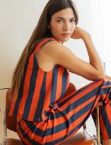 Navy and Orange Striped Top Ansa