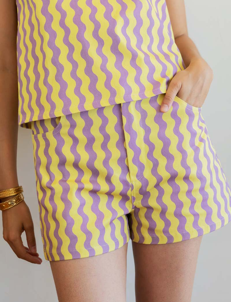 Yellow & lilac Kevy shorts