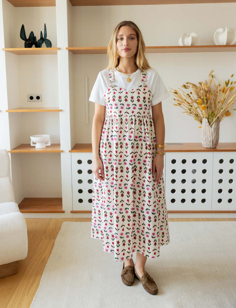 Robe écrue & fleurs Tila