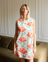 Ecru Robe & Red Flowers Rini