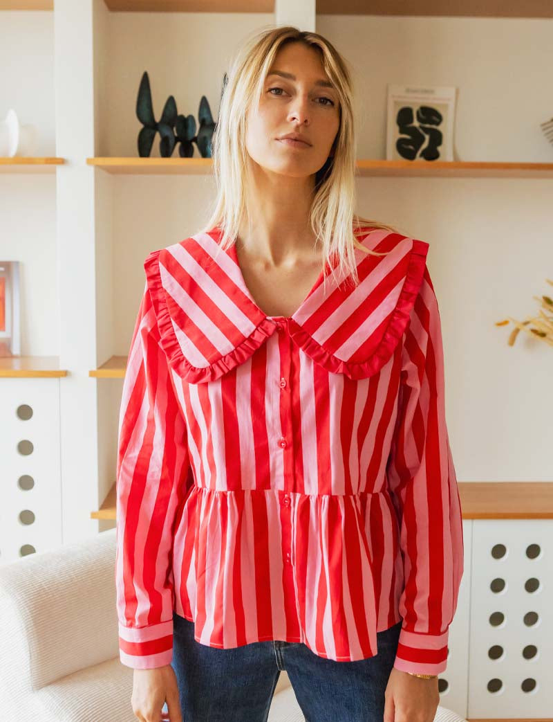 Red and Pink Lele Blouse
