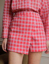 Jupe short à carreaux & strass Alter