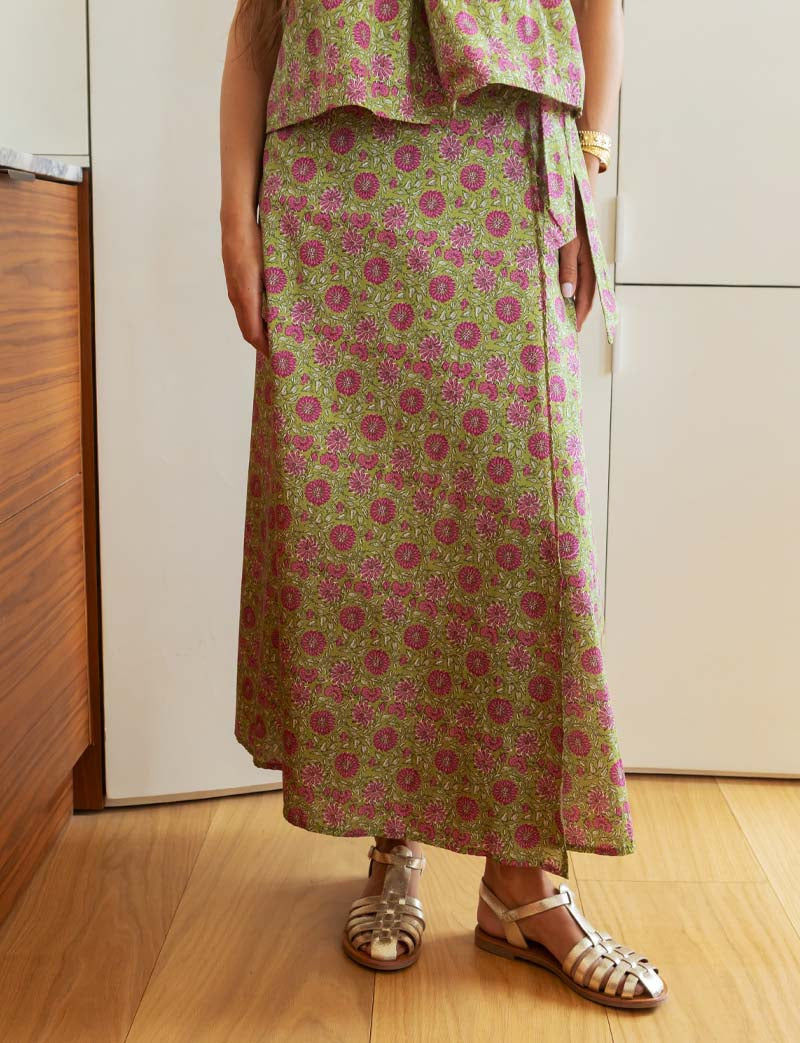 Alberta Green Floral Skirt