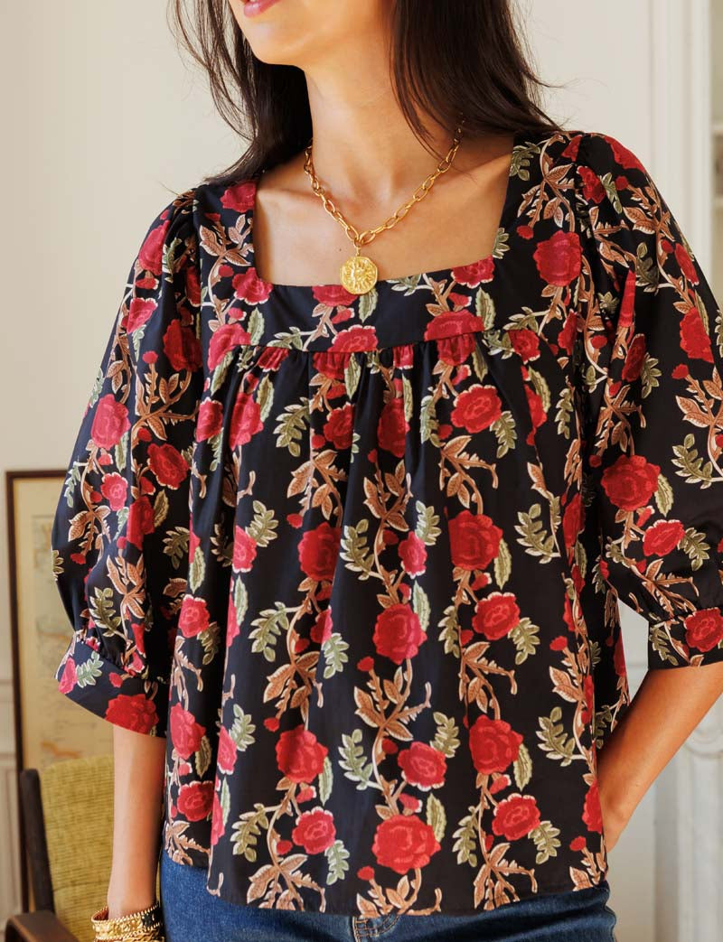 Black floral Tizia blouse
