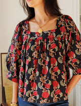 Black floral Tizia blouse