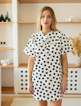 Robe blanche à pois noirs Kivi