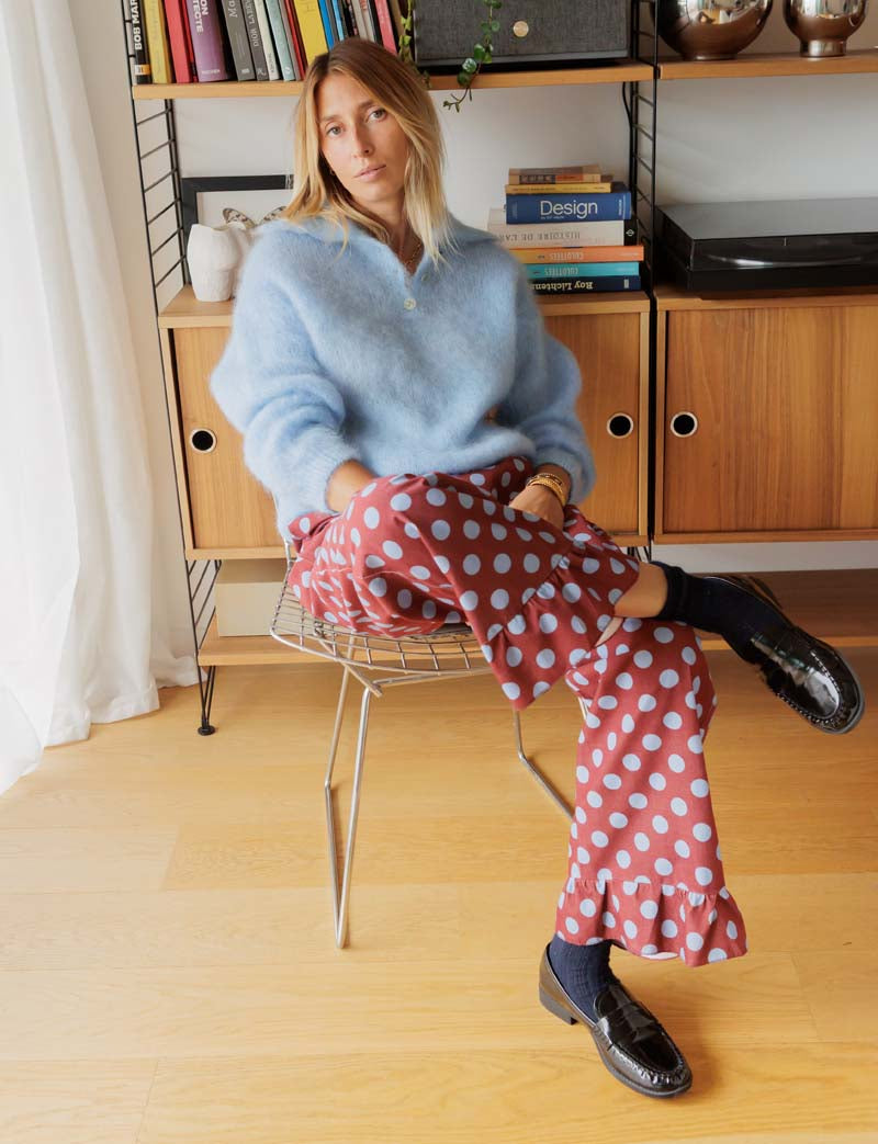 Pantalon bordeaux à pois ciel Arthur