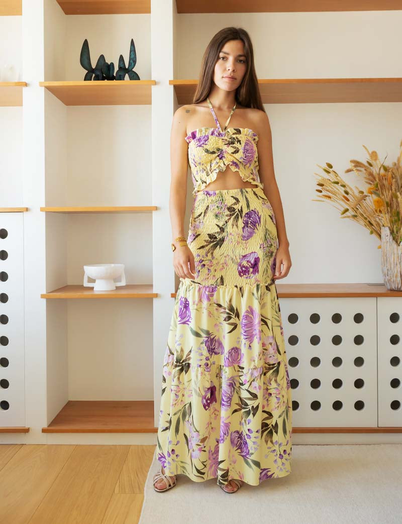 Robe jaune fleurie Mafalda