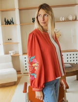 Veste terracotta brodée Nash