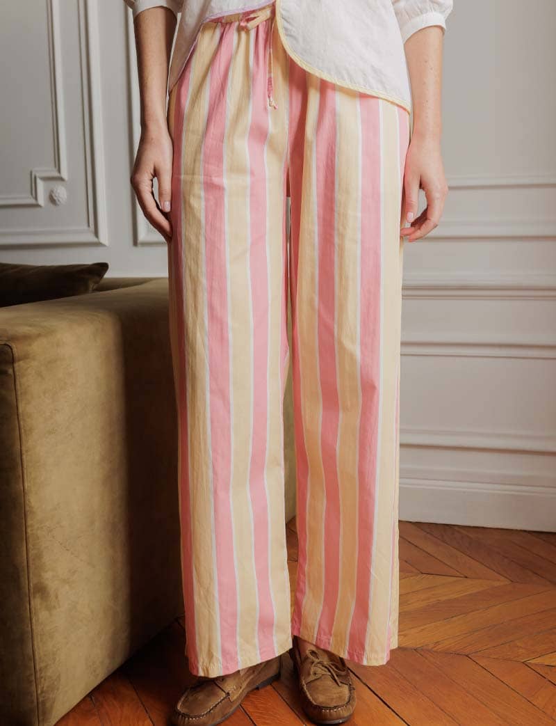Pantalón a rayas rosa y amarillo Niko