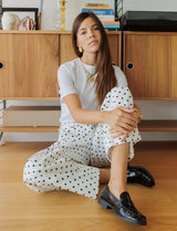 Bary white jeans with black polka dots