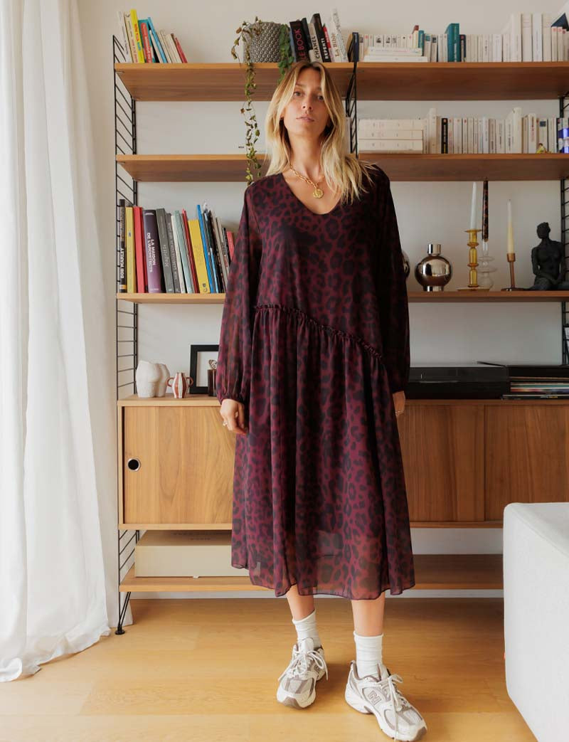 Robe léopard bordeaux Maeva