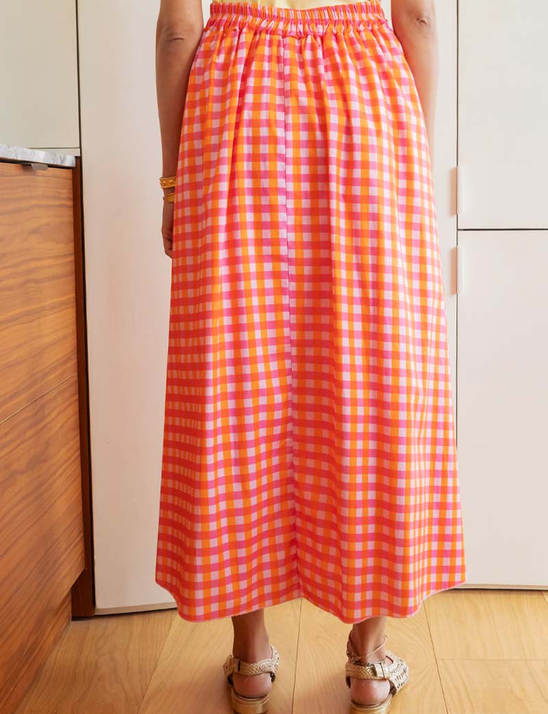 Pink & orange gingham skirt Yvelle