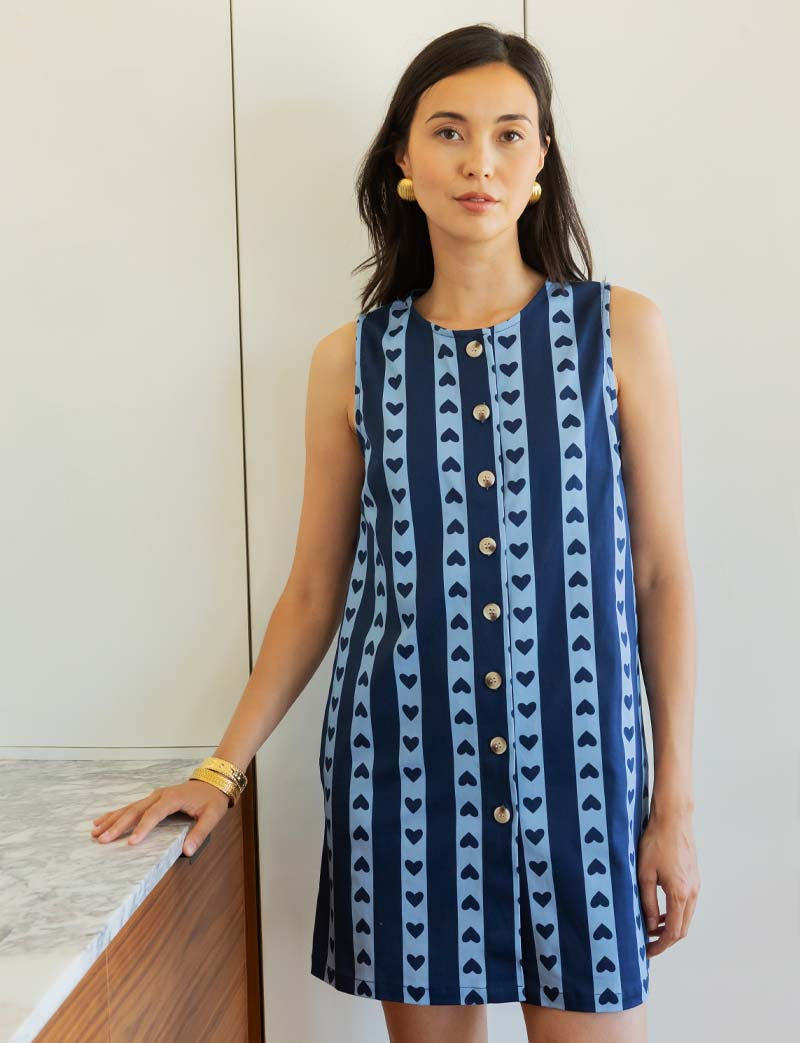 Robe bleue & coeurs Osma