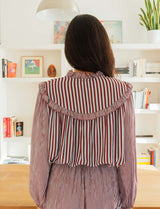 Manuela sky blue and burgundy striped blouse