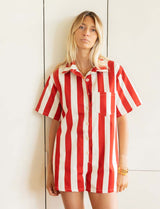 Red striped romper Rowen