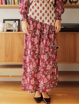 Jupe bordeaux fleurie Marisol