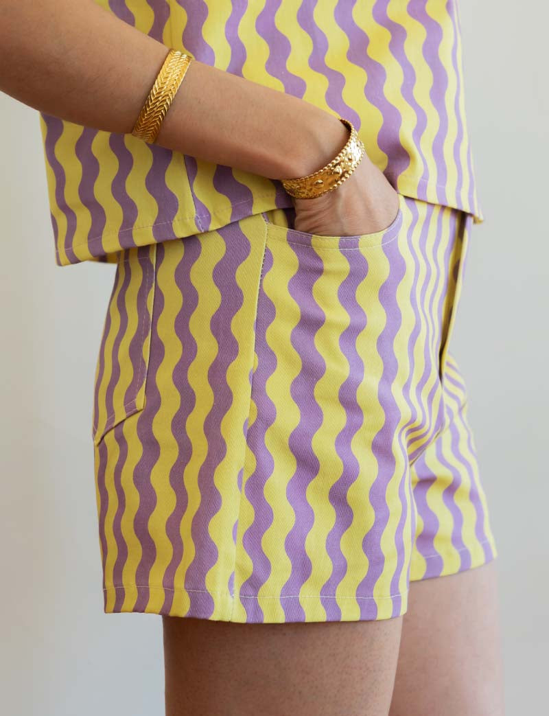 Yellow & lilac Kevy shorts