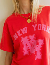 T-shirt rouge & rose New York