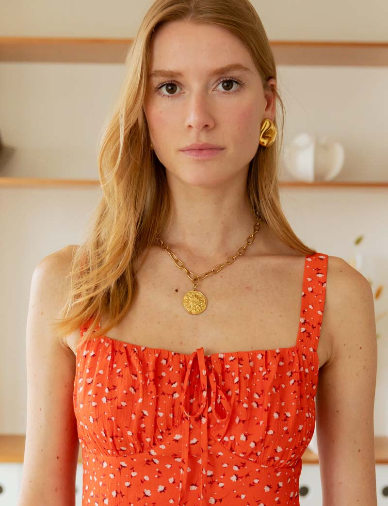 Robe rouge fleurie Noemie