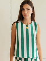 Green striped top Ansa
