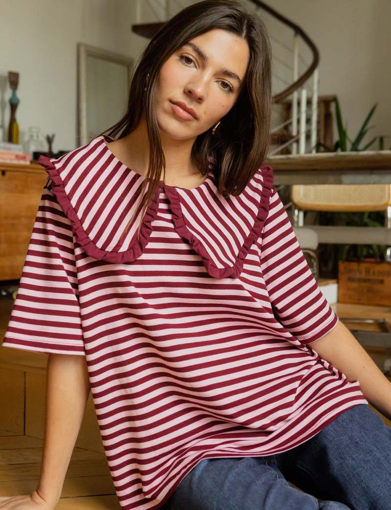 T-shirt rose & bordeaux Popi