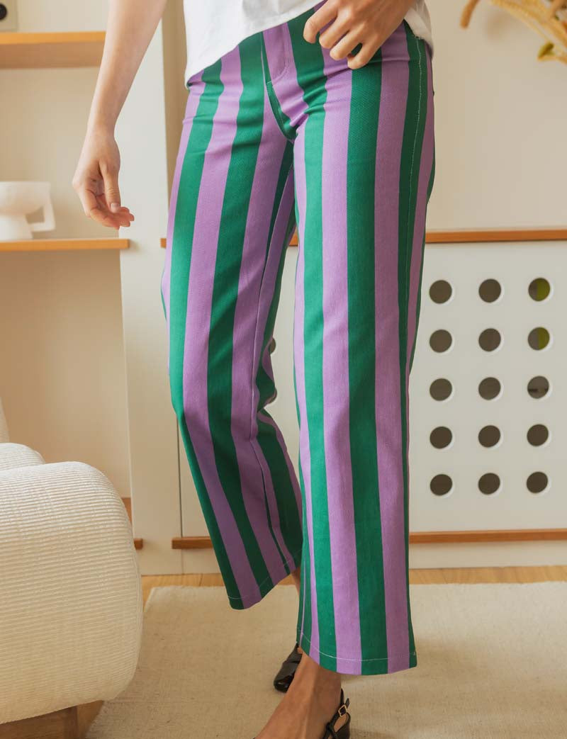 Purple and Green Striped Jeans Roby