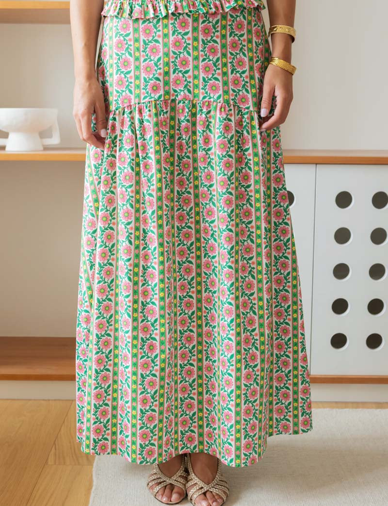 Camila Green Floral Skirt