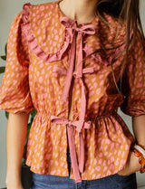 Blouse blush & camel Dafné