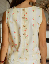 Yellow striped & floral Lezy top