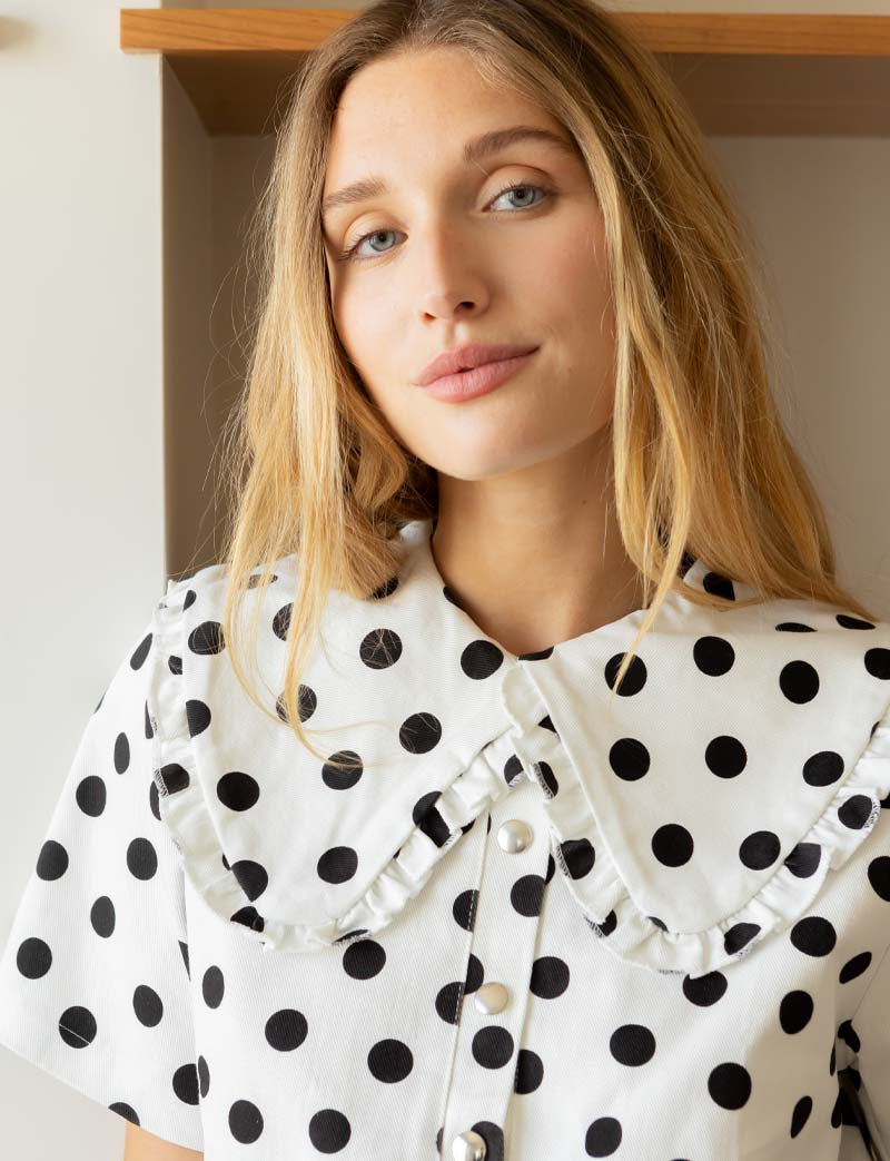 Robe blanche à pois noirs Kivi