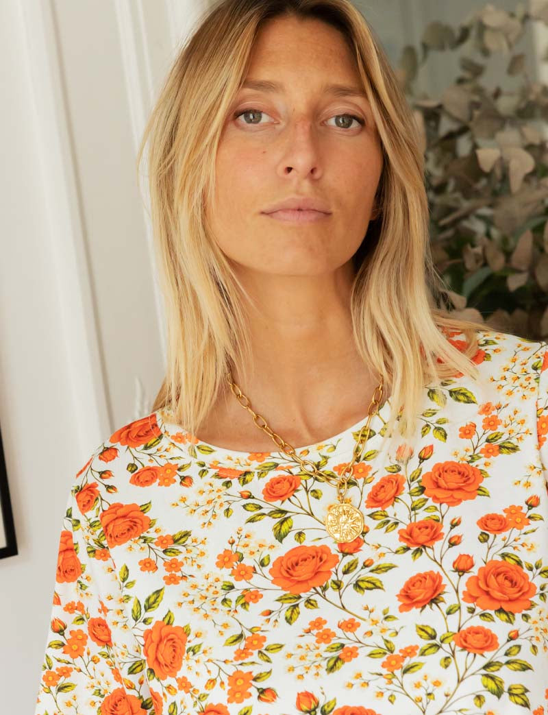 T-shirt blanc fleuri Rafael