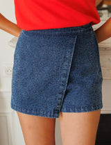 Tedd blue leopard-print short skirt