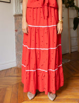 Jupe en broderie rouge Batia