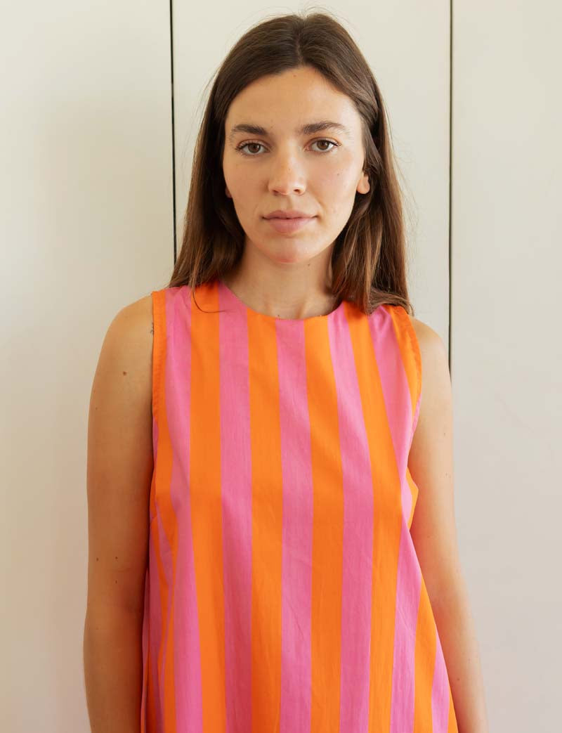Pink and orange striped dress Constanca