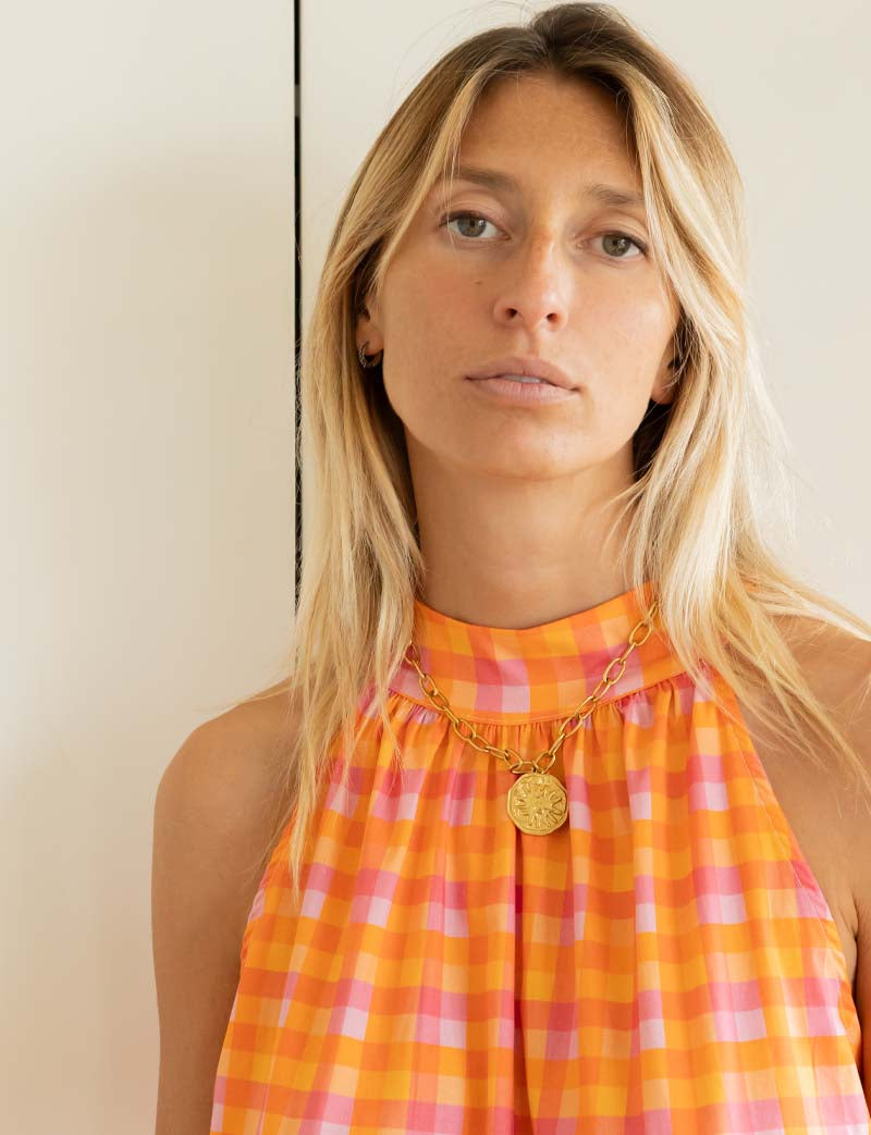 Pink & Orange Vichy Dress Rosia