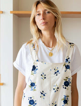 Ecru overalls with blue flowers Alix
