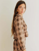 Blouse à carreaux rose & olive Palomy