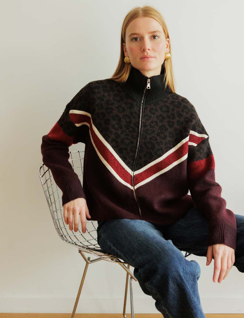 Gilet léopard & bordeaux Wade
