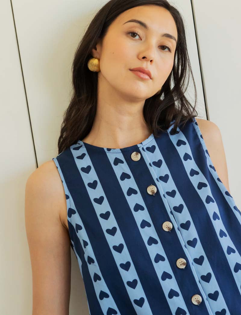 Robe bleue & coeurs Osma