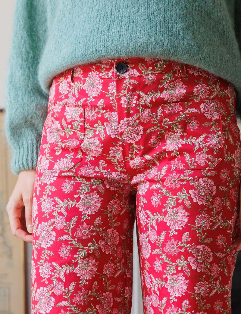 Jordy floral red trousers
