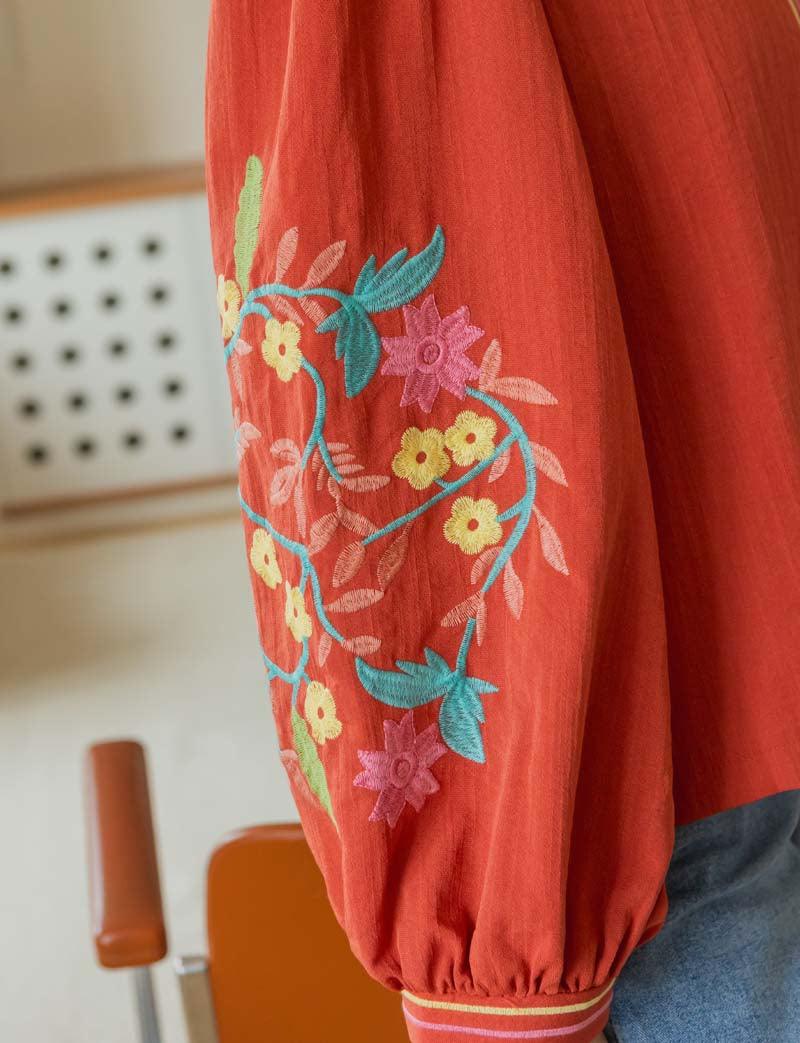 Veste terracotta brodée Nash