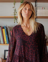 Burgundy leopard-print dress Maeva