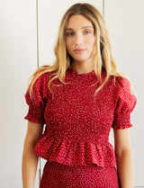 White Polka Dot Red Top Paloma